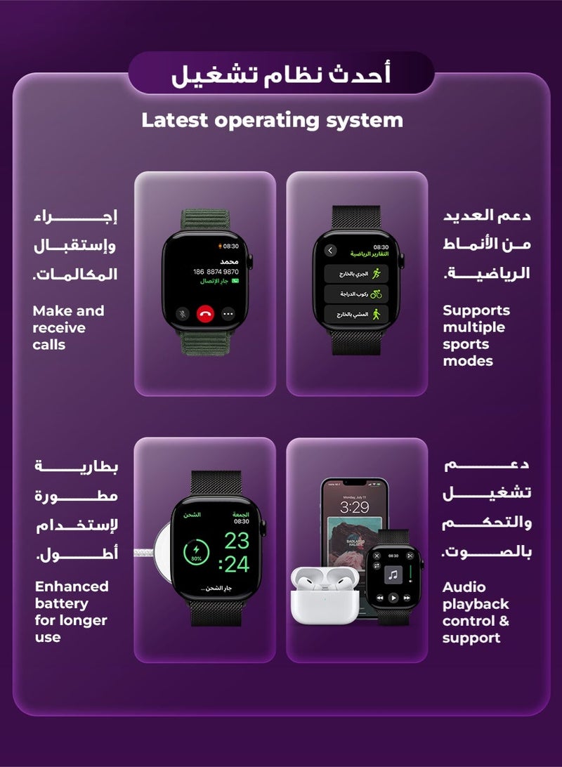 Urjwan Smartwatch Series 11 (Brand New) - Black Color - Large Size: AI with ChatGPT, AMOLED High-Clarity Display, Notifications & Calls, Urjwan Dedicated App, Includes 2 Premium Straps. - Image 3